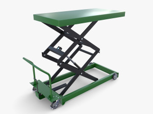 Animated Scissor Lift Table Green 3D Model
