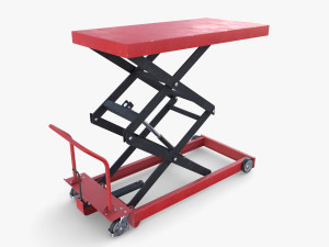 Animated Scissor Lift Table Red 3D Model