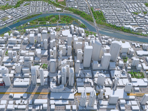 Calgary city Canada 60km 3D Model