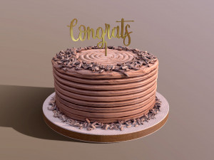 Chocolate Shaved Congrats Buttercream Cake 3D Model