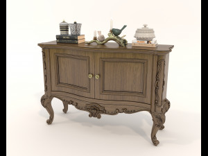 Classic Cabinet and Decoration Set 3D Model
