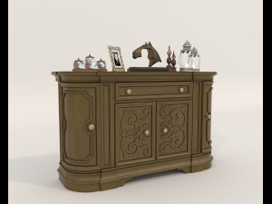 Classic Sideboard and Decoration Set 3D Model