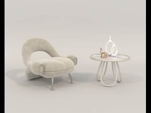 Contemporary Style Coffee Table and Armchair 19 3D Model