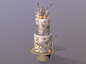 Elegant Eucalyptus Wedding Cake 3D Model