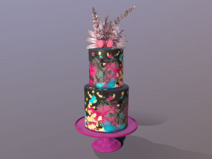 Elegant Galaxy Wedding Cake 3D Model