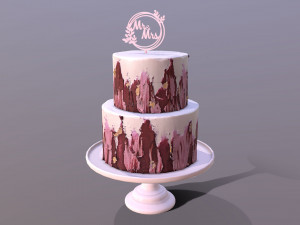 Elegant Hibiscus Wedding Cake 3D Model