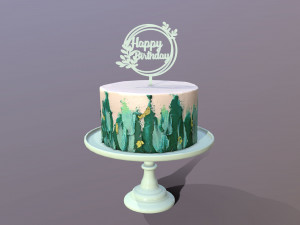 Elegant Turquoise Buttercream Birthday Cake 3D Model