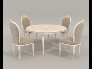 European Style Dining Table and Chairs 18 3D Model