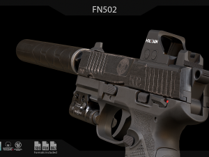 FN 502 Pistol 3D Model