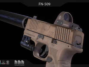 FN 509 Pistol 3D Model