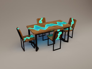 Futuristic sci-fi office slab furniture table chair 3D Model