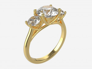 Gold Diamond Ring Jewelry 06 3D Model