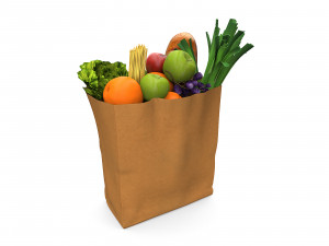 Groceries in a paper bag 3D Model