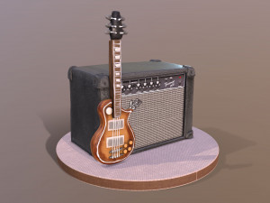 Guitar and Amplifier Musician Cake 3D Model