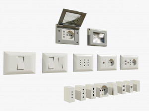 Italian Electrical Sockets Collection 3D Model