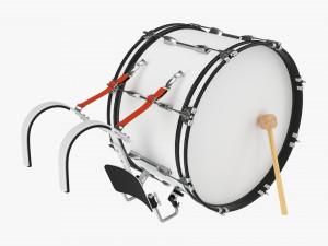 Marching Bass Drum With Carrier 24x12 3D Model