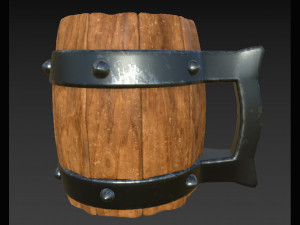 Medieval Wooden Mug Cartoon 3D Model