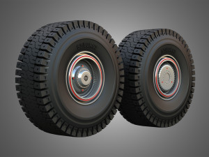 Mining Truck Wheels and Tires 3D Model