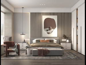 Modern Bedroom Interior Scene 25 3D Model