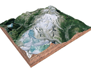 Mont Blanc Mountain Italy Terrain  3D Model