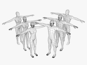 Natural Female and Male in T-Pose Base Mesh BUNDLE 3D Model