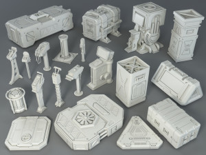 sci-fi factory units - 20 pieces - collection - 1 3D Model