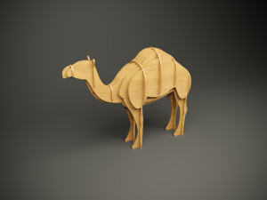Wood parametric decor camel model for cnc machine 3D Model